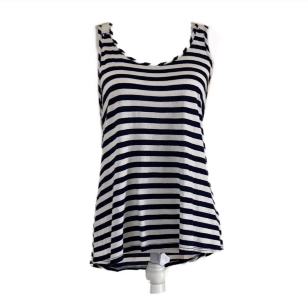 PAPAYA black white striped mime sleeveless top